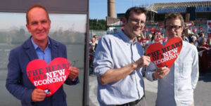Hugh Fearnley-Whittingstall, Kevin McCloud and Rob Hopkins in bouyant mood 
