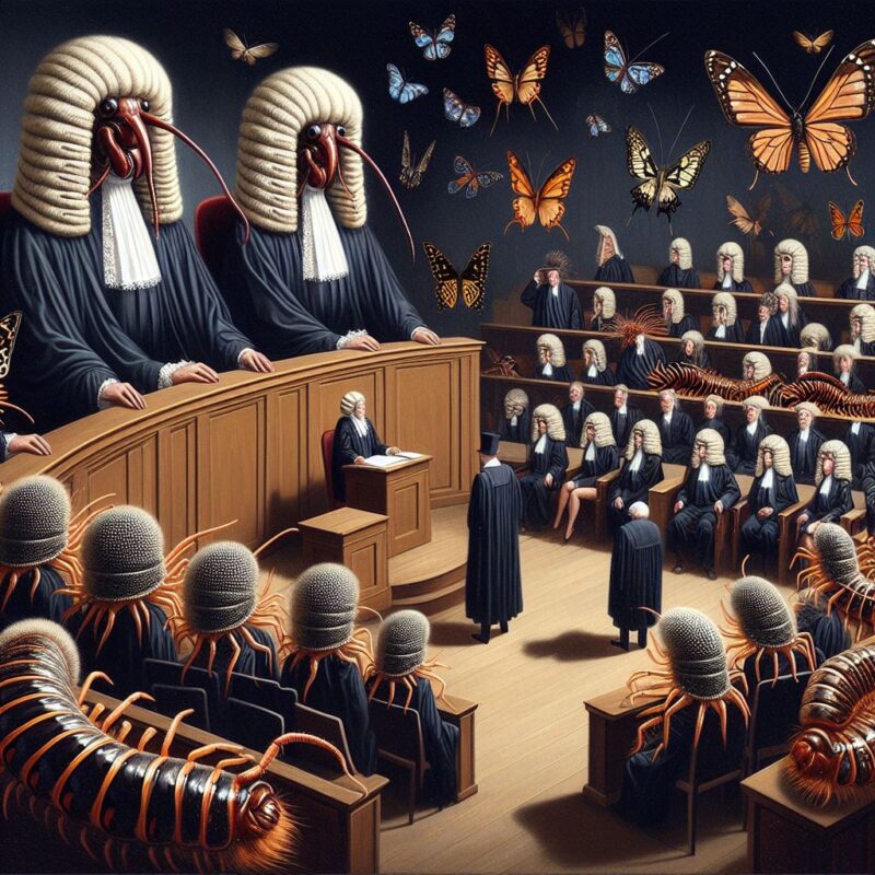 A courtroom of insects