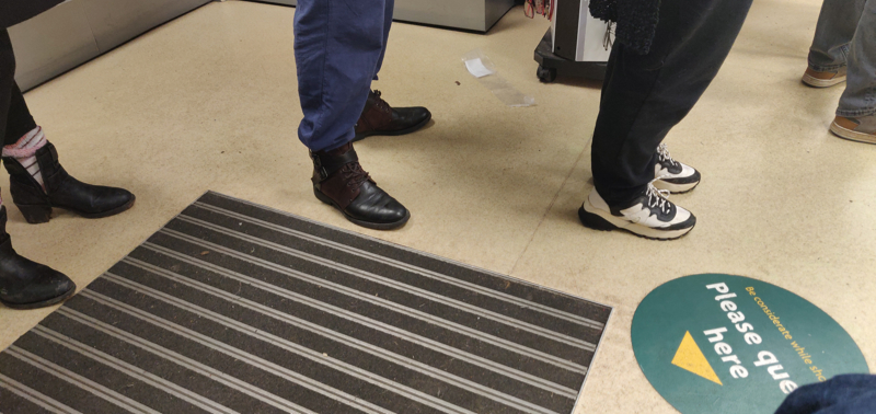 A queue in Morrissons Pharmacy