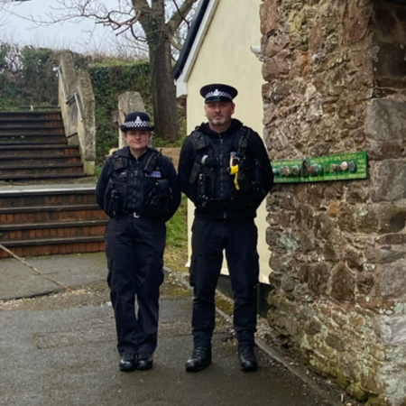 Police officers outside The Hope Centre in Bridgetown Totnes