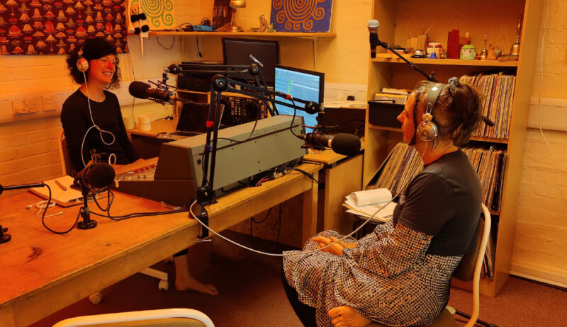 Alice Armstrong and Lucinda Guy of Stellaria Media at Soundart Radio