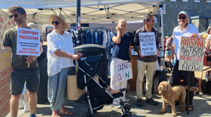 George Monbiot with others in Totnes Market - image by Peter Shearn Square
