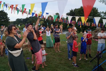 Dancing to the music