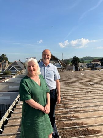 Caroline Voaden MP and Justin Collinge with the BEFORE picture