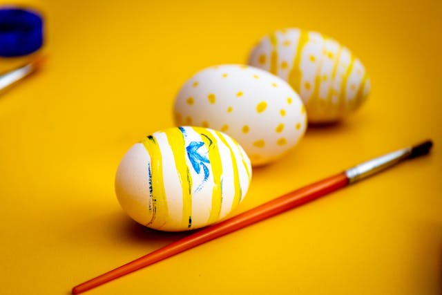 Photo by Chavdar Lungov: https://www.pexels.com/photo/easter-eggs-and-paint-brush-on-yellow-surface-3996256/